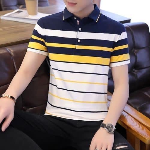 Men's Polo Shirt With Buttons & Collar - Multi Color