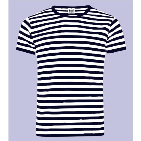 Plain Striped Classic Roundneck Tee With Blue