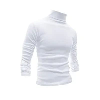 Men's White Turtleneck Sweater