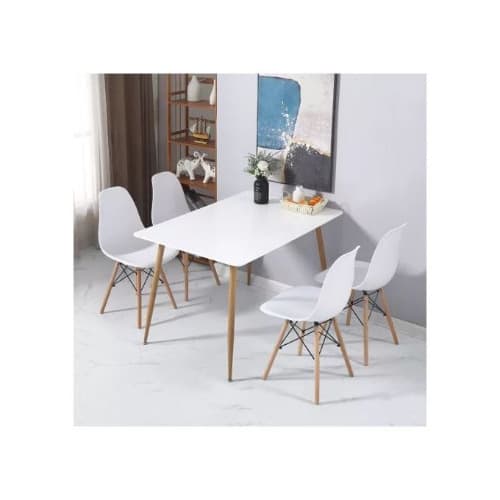 Wooden Leg Dining Table + Sitting Wooden Chairs