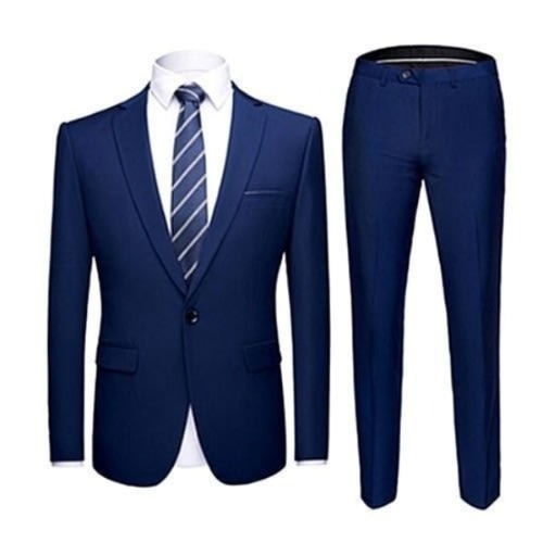 Men's Fitted Suit - Navy Blue