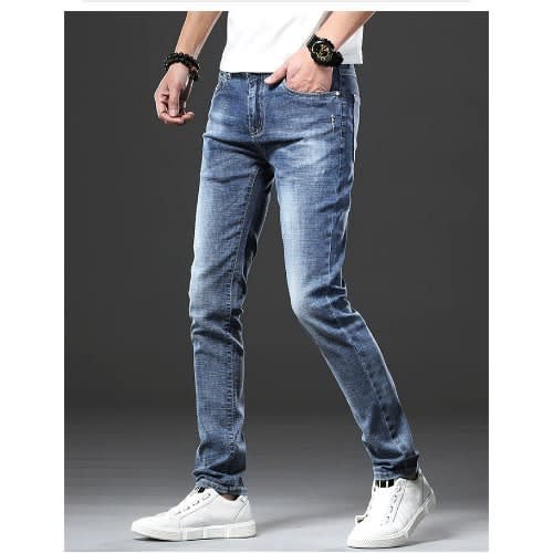 Elastic Stock Jeans - Men - Blue