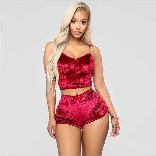 Women Satin Night Sleep Wear Set - Red