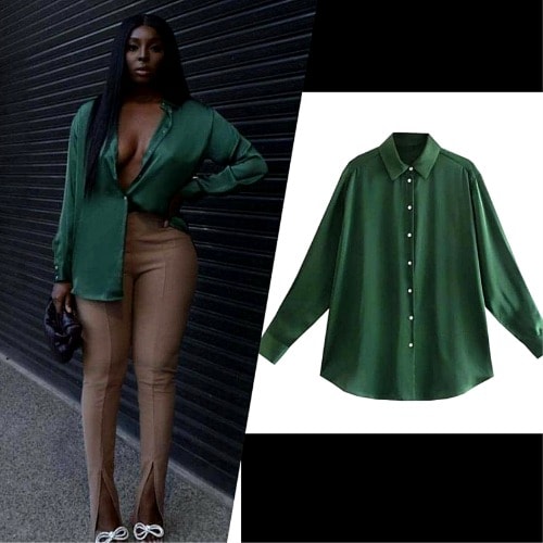 Women's Silky Shirt - Green