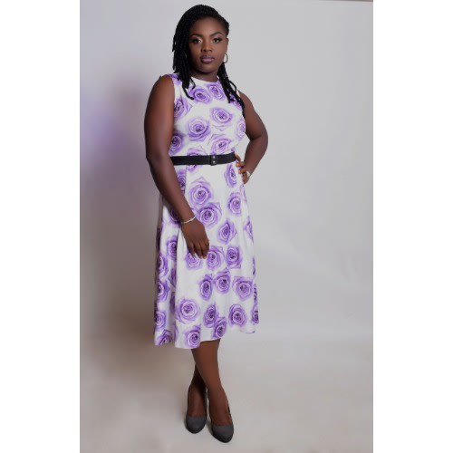 Purple Floral Flare Dress
