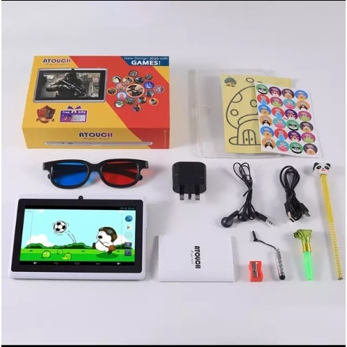 Android 6.1 Educational Tablet For Kids ( Pre-installed App, Games, Rhymes)- Green Pouch