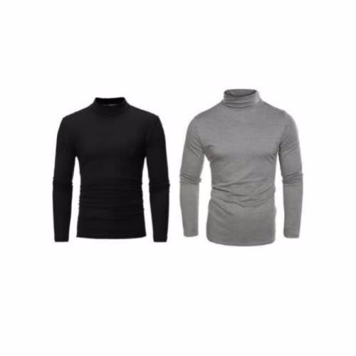 Turtle Neck Long Sleeve  Top- Black & aGrey