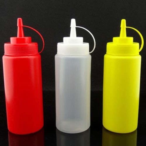 Plastic Squeeze Bottle Condiment Dispenser Set - 3 Piece Set - 680ml