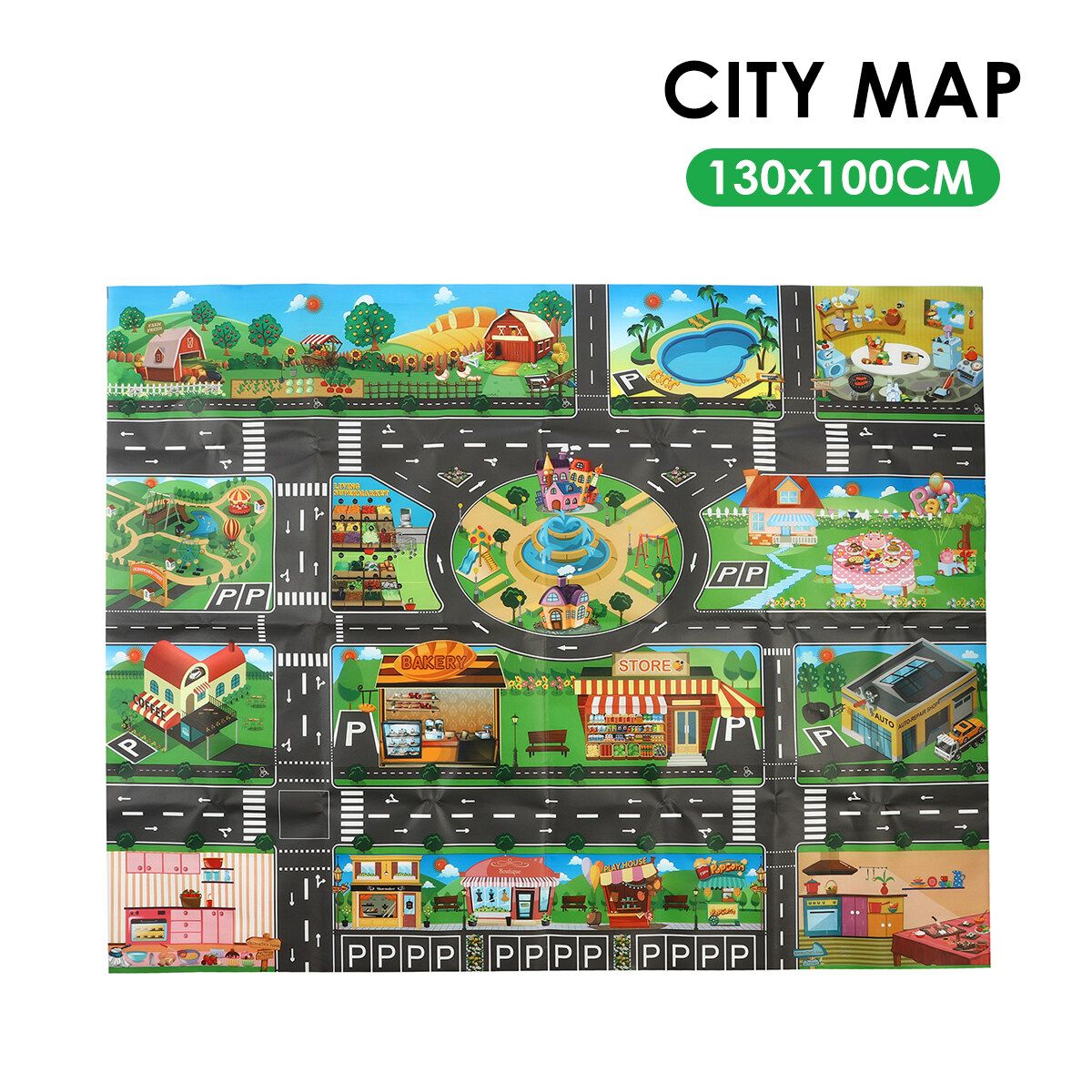 Traffic Map Play Mat Rug Carpet Car Vehicles Track Toy Kids Boys Gifts Map