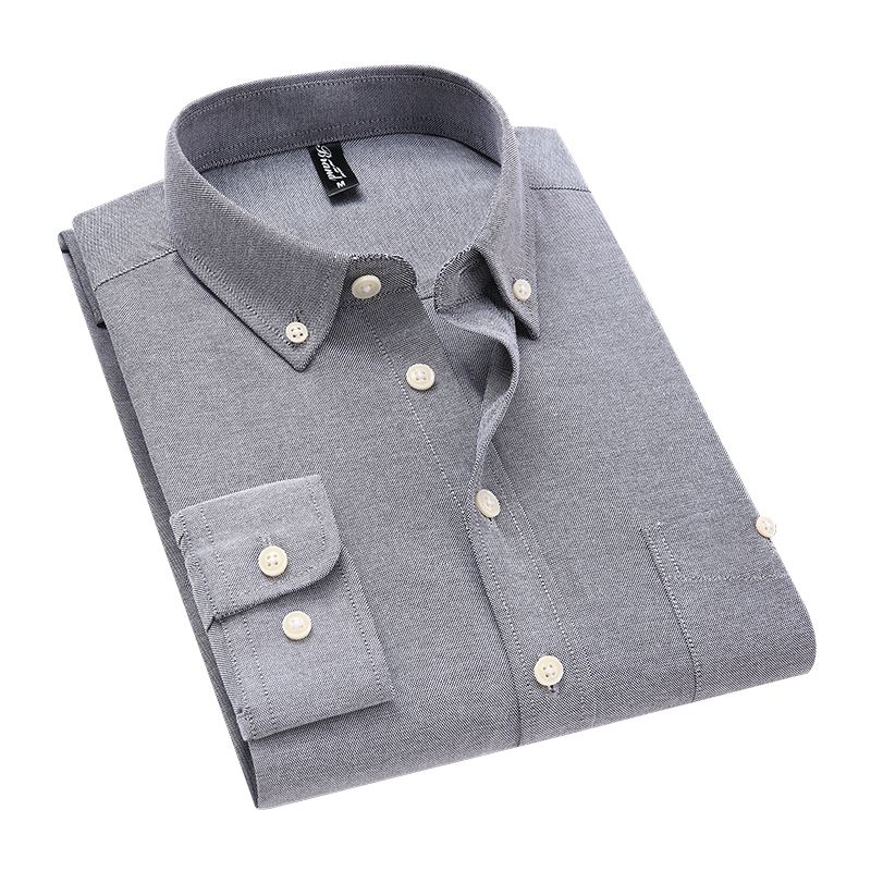 （Gray Shirt）Autumn Formal On Up Shirt Men 2023 Long Sleeve Turn-down Collar