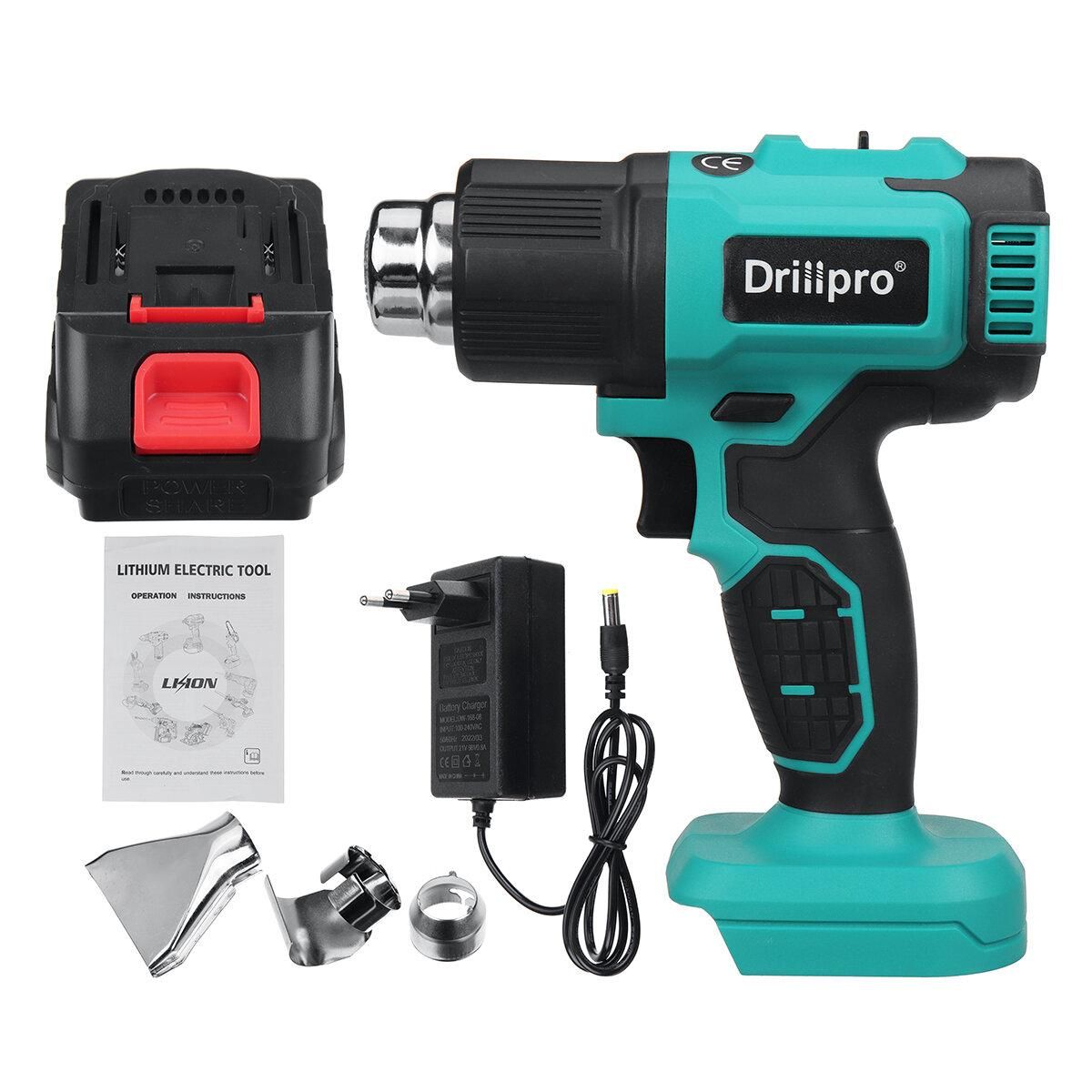 Drillpro 1500mAh 200W AU/US/EU Plug Eletric Hot Air Gun For Welding, Welding Pvc, Molding, Drying, Hot Loading, Paint Stripping, Etc.