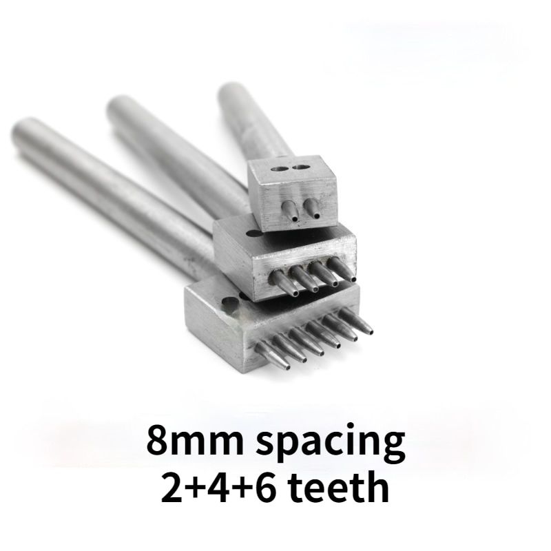 Round Hole Punching Tool Set Row DIY Leather Sewing Puncher Spacing Leathercraft Belt Hole Stitching Teeth