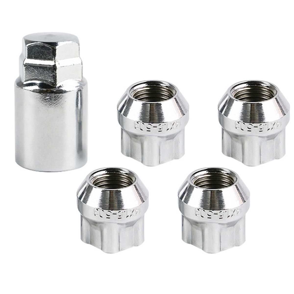 4Pcs Chrome M14X1.5 Anti-Theft Wheel Lock Lug Nut Cone