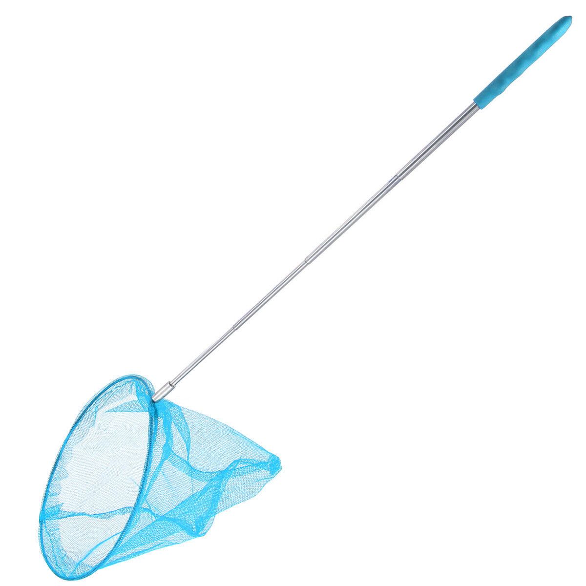 Stainless Steel Section Extendable Handle Pole Folding Net Accessory Kids Child Toy Butterfly Net Insect Bug Garden Tool Blue Blue