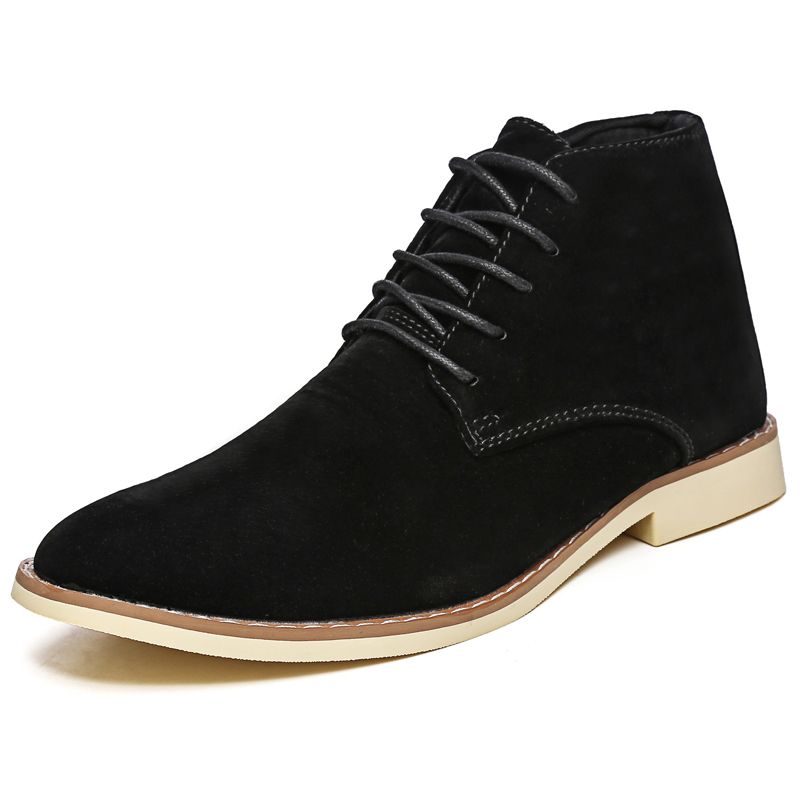 EUR 38-46 Luxury Boots Men Top Quality Ankle Boots Male Leather Motorcycle Boots-Black