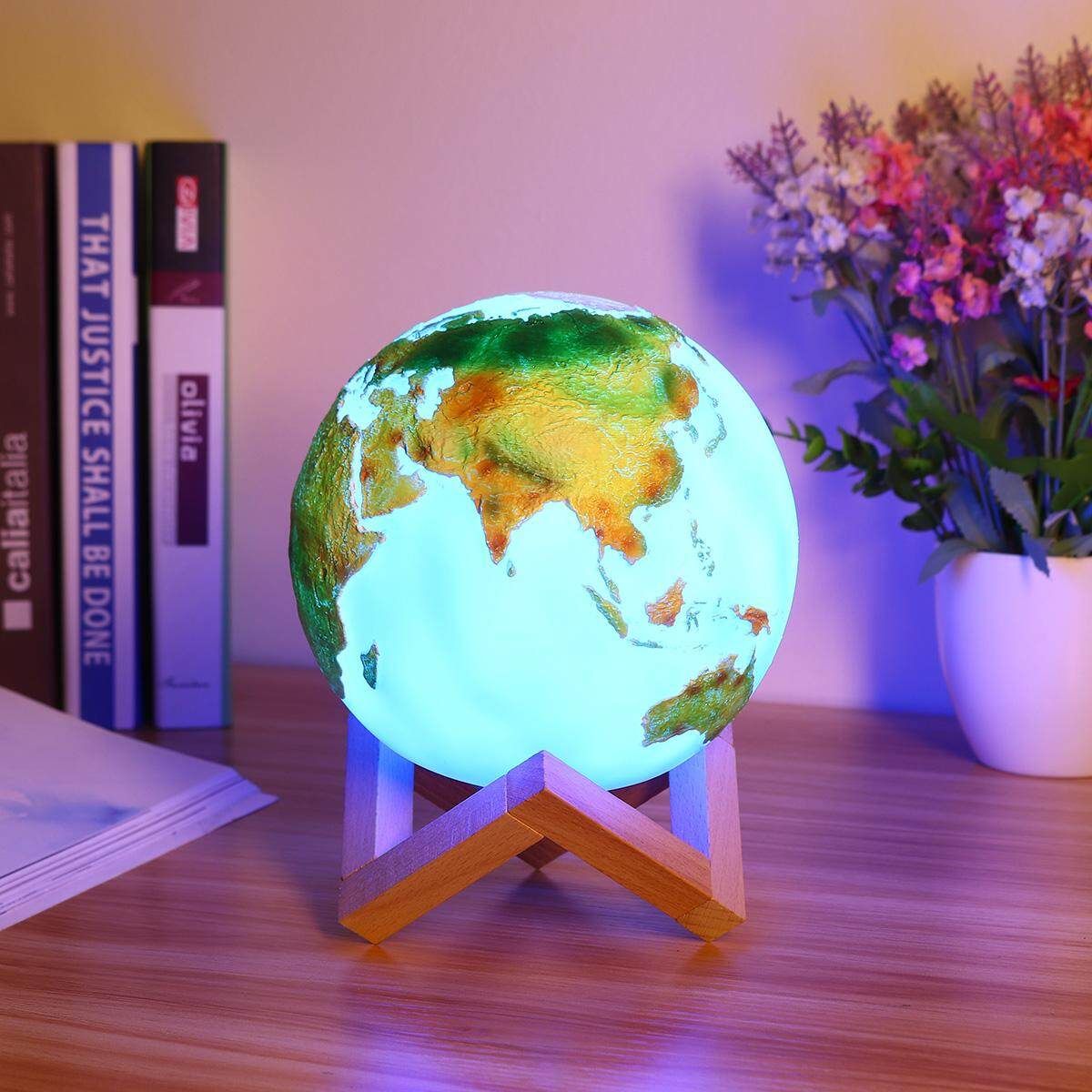 3D Painted Earth Night Light USB LED Rechargeable Touch Pat Moon Lamp Decor Shooting Version