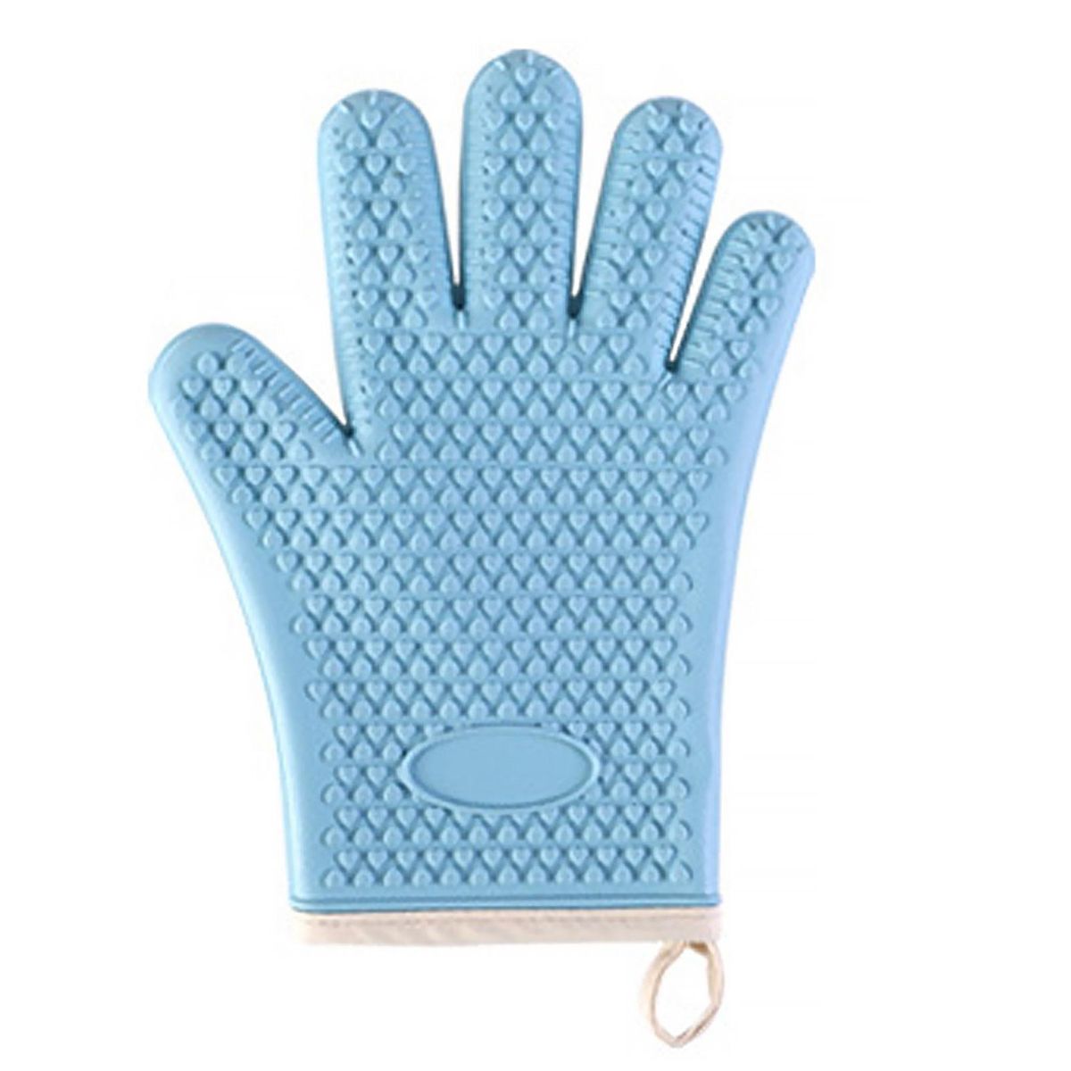 1Pc Baking Glove High-Temperature Resistant Oven Baking Mitt Light Blue