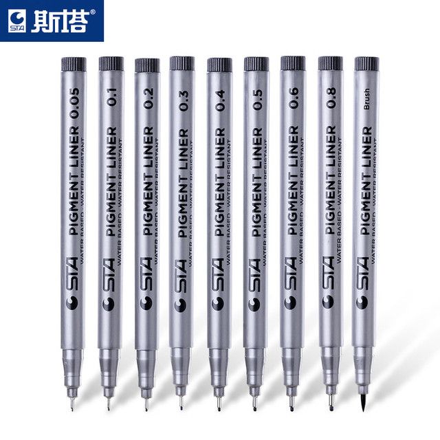 Sta 9pcs/lot Black Micron Pen Hook Liner Sketch Ma