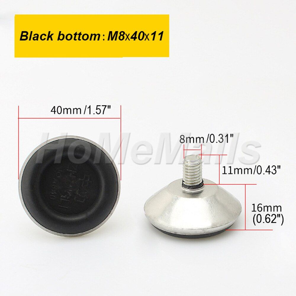 4/8 Pieces Of M6 M8M10 Black Furniture Foot Screw Nut Foot Pad Table And Chair Mattress Foot Adjustable Foot Pad Accessories-Black 8x40x11mm