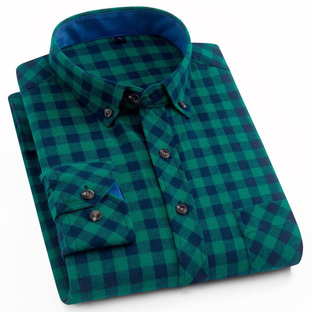 Green Flannel Check Men's Shirt
