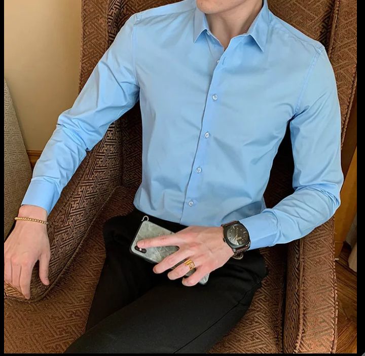 Smart LONG-SLEEVE SHIRT FOR MEN - Sky Blue