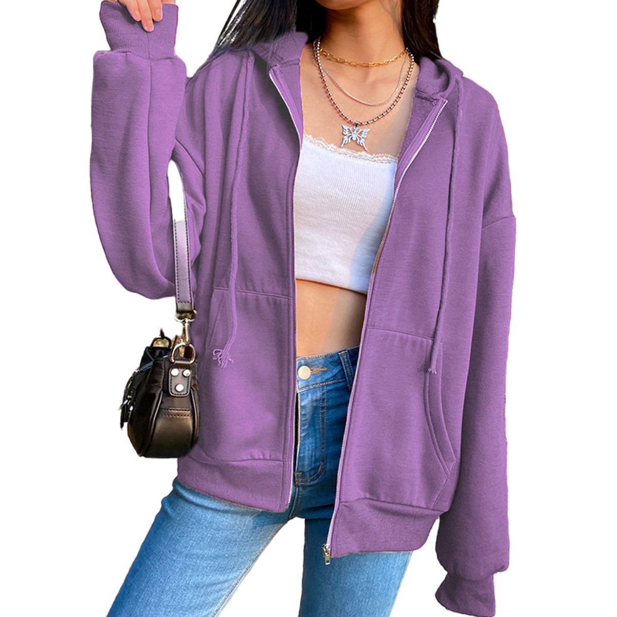 Womens Hoodie Jacket Fashion Lightweight  2XL