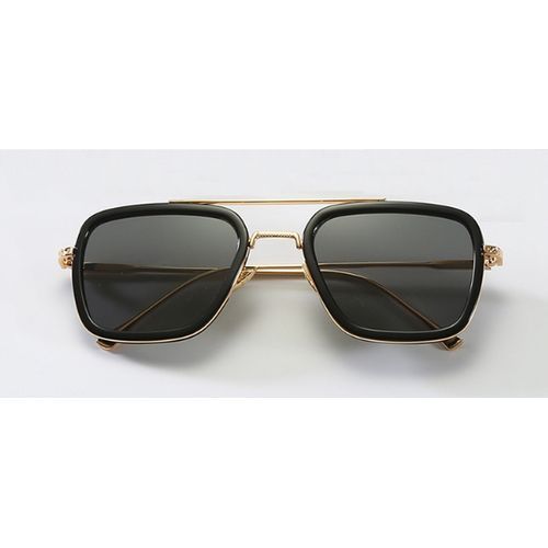 Men's Glasses Iron Man Sunglasses Fashionable Wild Trend-Gold Frame Black