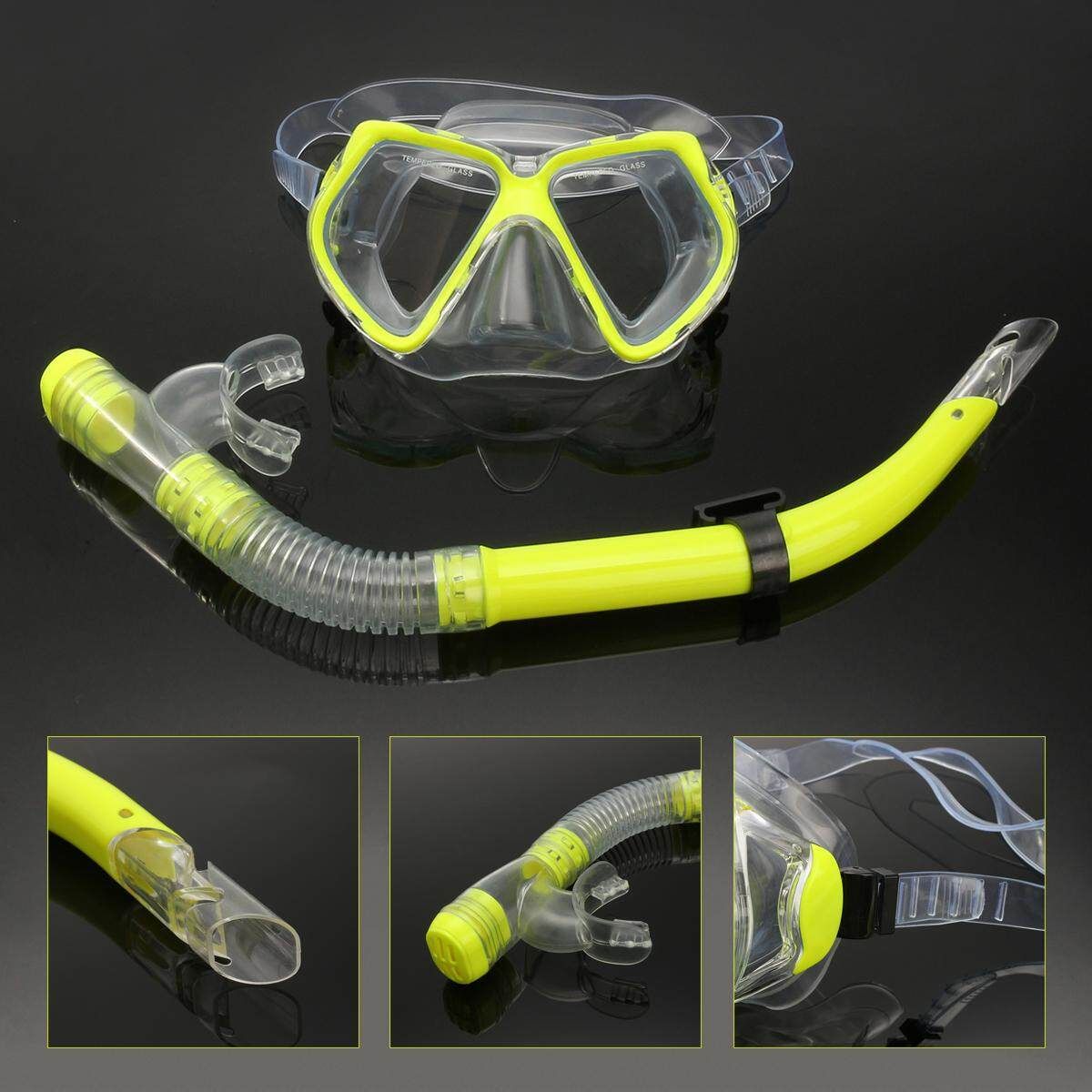 Adult Glass Swimming Swim Diving Scuba Anti-Fog & Snorkel Set