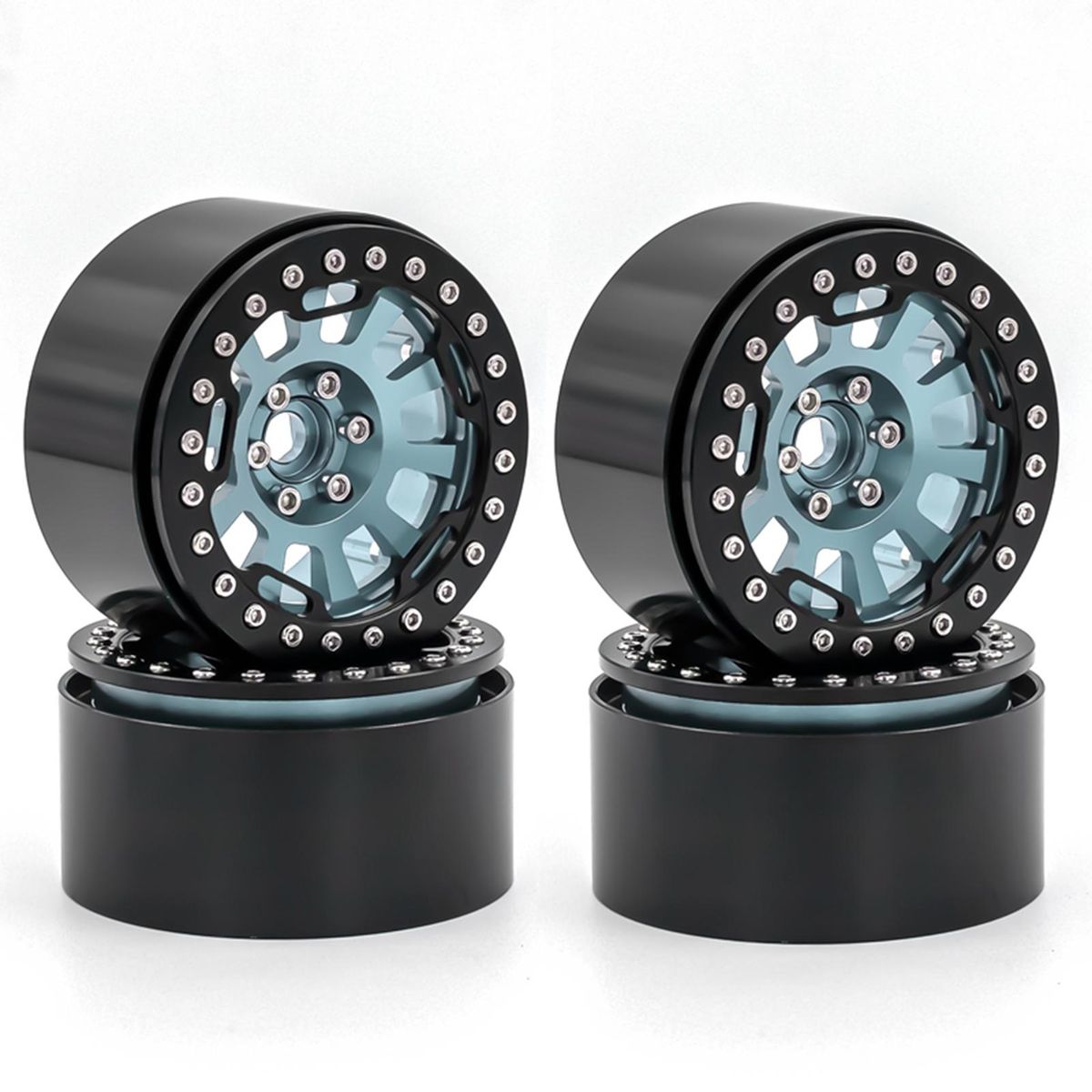 Aluminum Alloy Wheel Rim Beadlock 2.2in Wheel Rims Hub 4pcs Replacement for 1/10 1/8 TRX4 90046 90047 RR10 RC Car