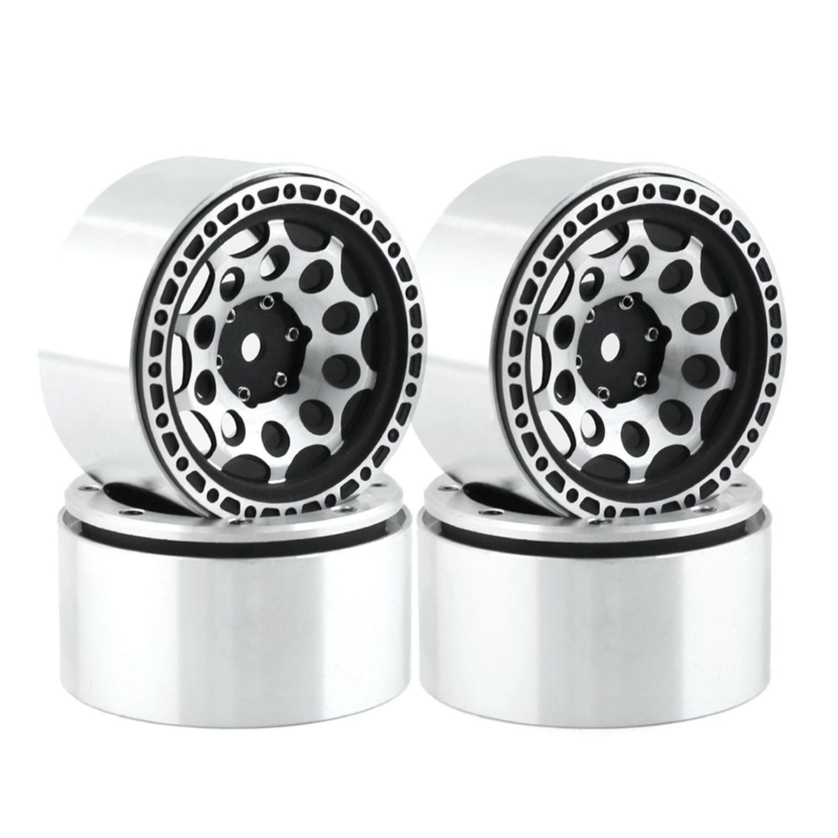 Aluminum Alloy Wheel Rim Beadlock Wheel Rims Hub 4pcs 2.2inch 65*35mm  Replacement for TRAX4 SCX10 D90 90046 RBX10 YIKONG 4102 4103 4082 CC01 REDCAT RC4WD Remote Control Car