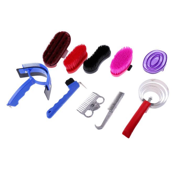10 Pieces Horse Grooming Kit Equestrian Deluxe Horse Grooming Brush