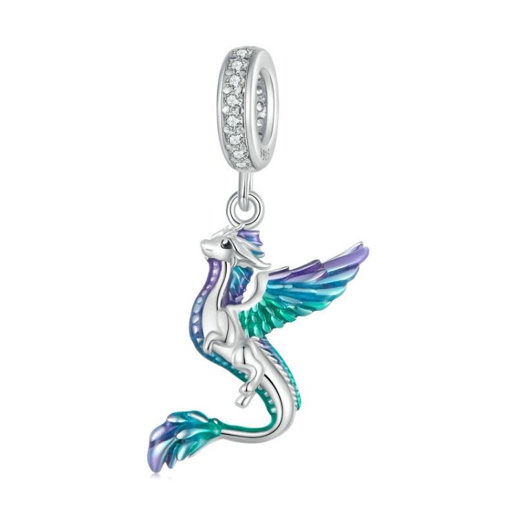 SCC2447 Dragon White Gold Plated Zircon Bracelet Beads