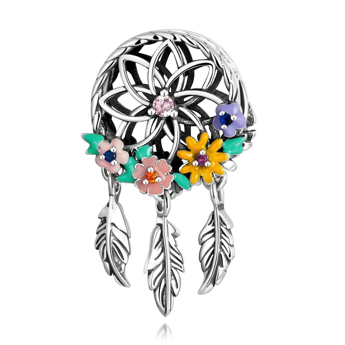 S925 Sterling Silver Wreath Dream Catcher Beads