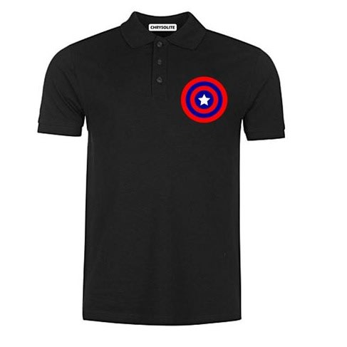 Captain Badge Polo Tshirt - Black