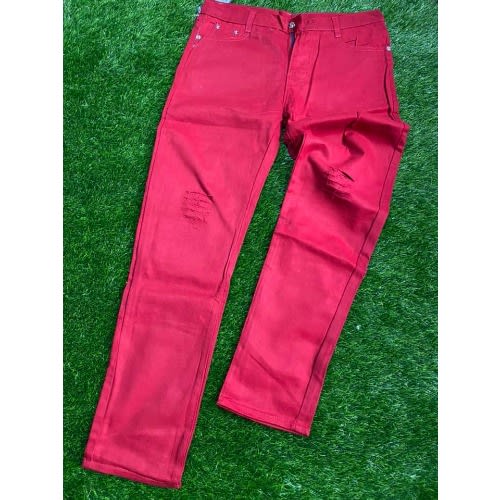 Ripped Luxury Men's Jeans - Red