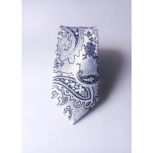 White Paisley Slim Tie