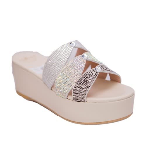 Beige Wedge Slippers