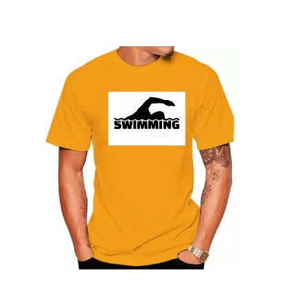 Swimming Print T-Shirts - Yellow