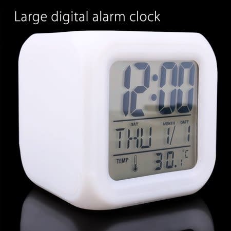 Digital Alarm Night Glowing Cube 7 Colors Clock Led