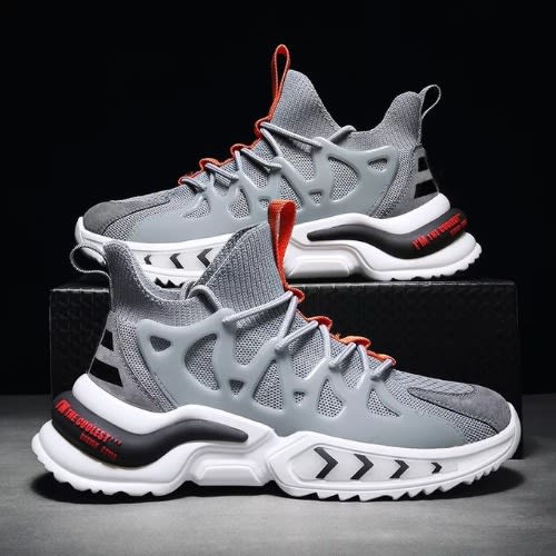 Men's Laced Up Sneakers-Grey