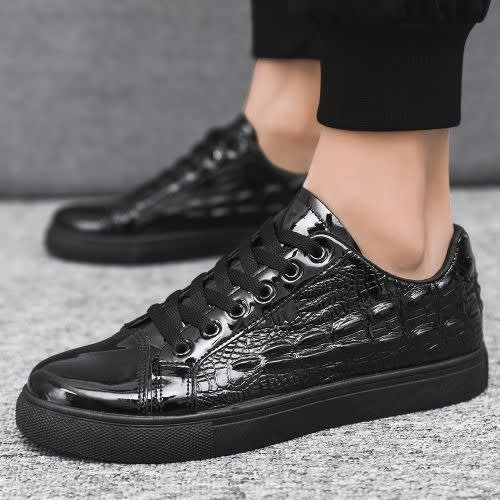 Men's Casual Leather Sneakers - Black
