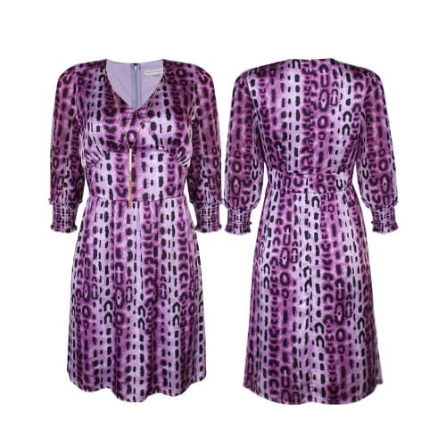 Animal Print Necklace Dress - Purple