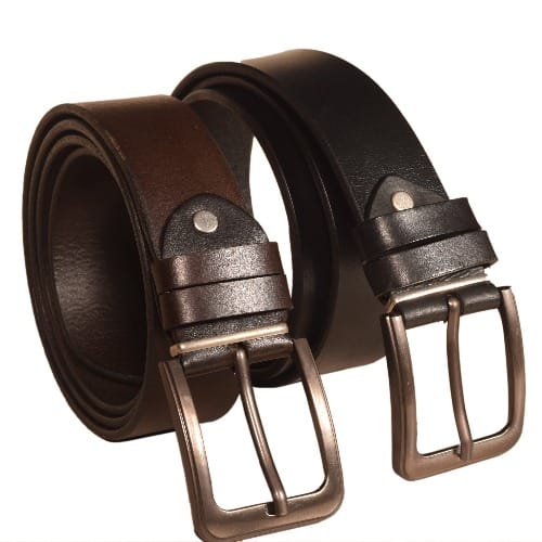Pure Leather Belt - Black & Brown - 2pcs