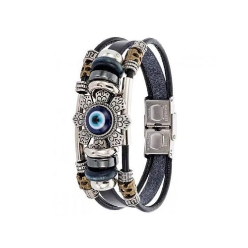 Men Leather 3 Layer Bracelet