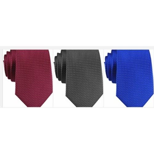 Set Of 3  Check Long Ties - Wine,  Blue,royal Blue