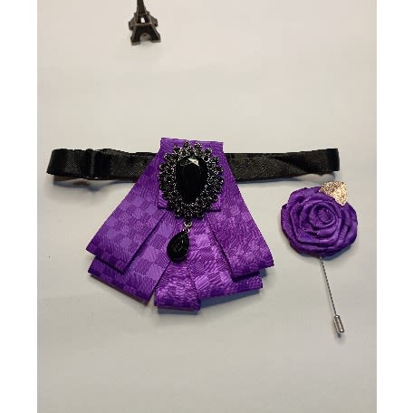Men's Wedding Bow Tie With Brooch - Purple