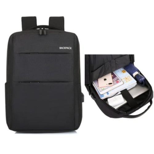 15inches Anti-theft Backpack With Usb Port - Black