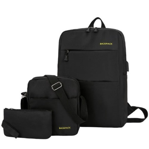 3 In 1 Laptop Backpack With Crossbag And Purse - Black Antitheft Backpack 15inches