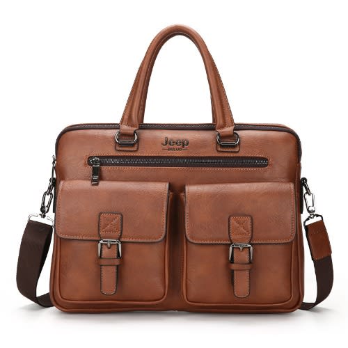 Classic 15.6 inches Business Leather Briefcase Bag