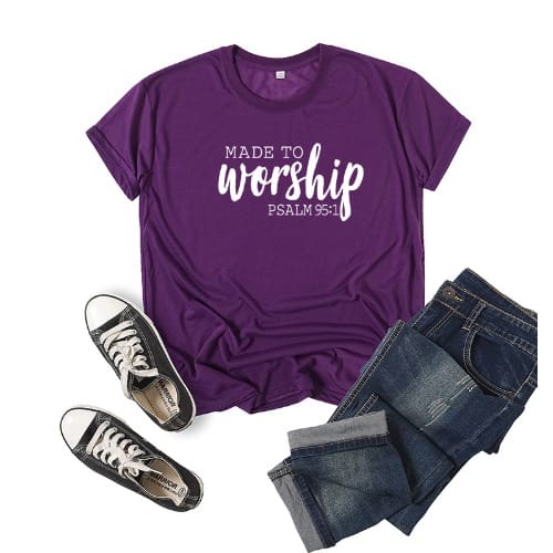Made To Worship Affirmation Top- Purple